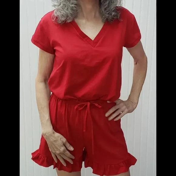 Red Pajama/Lounge wear Short Set - Picture 1 of 3